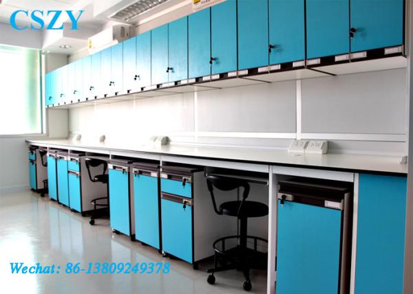 Modern Science Lab Benches Blue Strong With Steel And Wood Material