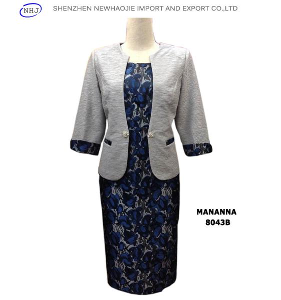 MANANNA collarless mid-sleeves woman fashion dress suit