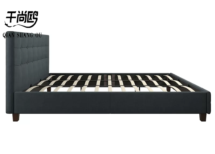 Checkered Stitching Tall Upholstered Bed Low Key Size customizable