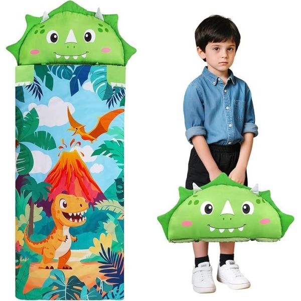 59x24 Inch Kids Animal Nap Mat - 2-in-1 Sleeping Bag with Zipper