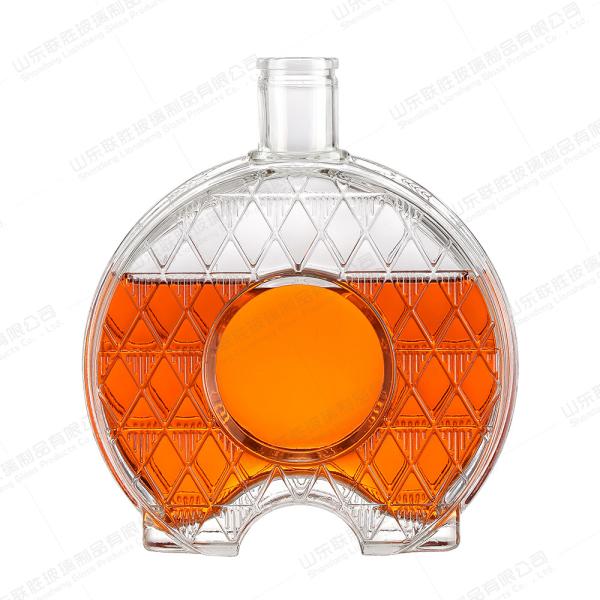 Glass Base Round Copper Coin Style Bottom Whiskey Vodka Bottle 100ml 250ml 500ml 750ml