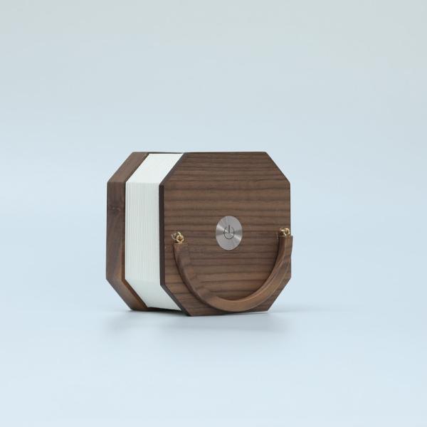 Eco Friendly Camping Table Accordion Light 12V Walnut Wooden Frame