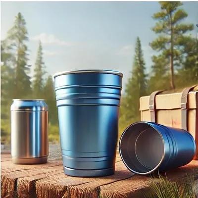 Cuisinière sécurisée 16 oz Coupe de camping en aluminium métallique bleu légère Coupe isolée en aluminium durable Coupe en aluminium réutilisable