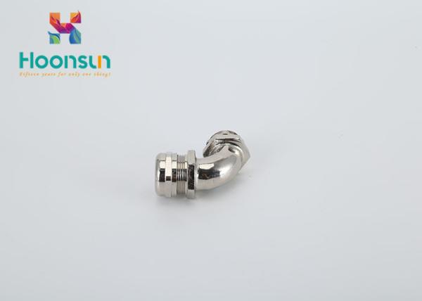 90 Degree Flexible Conduit Fittings Elbow Metal / IP66 Metric Brass Cable Gland