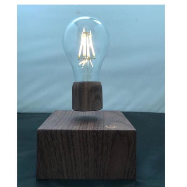 wooden base wireless recharging magnetic floating levitation lamp light bulb
