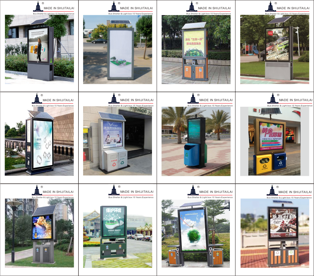 Outdoor 60Hz 6mm Tempered Glass Trash Can Advertising