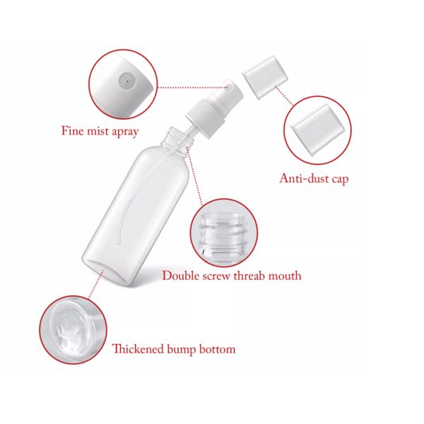 60ml 120ml 355ml blue Plastic Hand Sanitizer Skincare Shampoo Spray Bottle PET Cosmetic clear Plastic sprayer Bottles