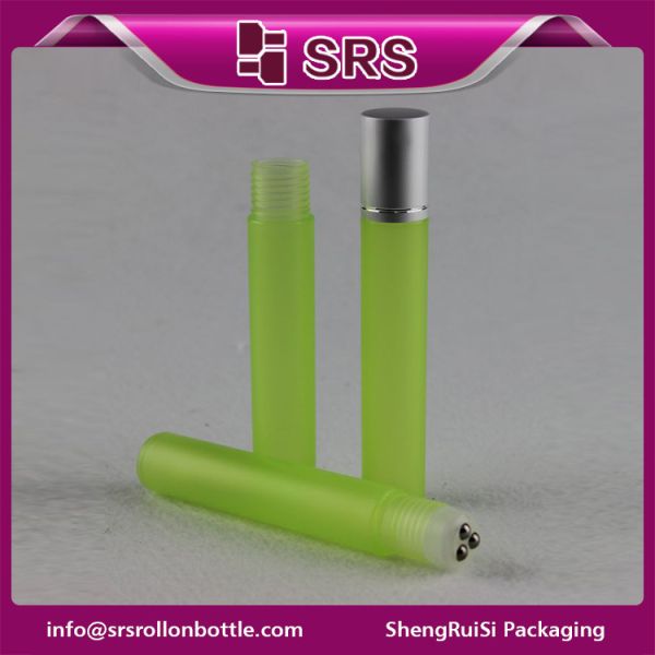 Cosmetic luxury 15ml plastic bottle with three steel roller ball