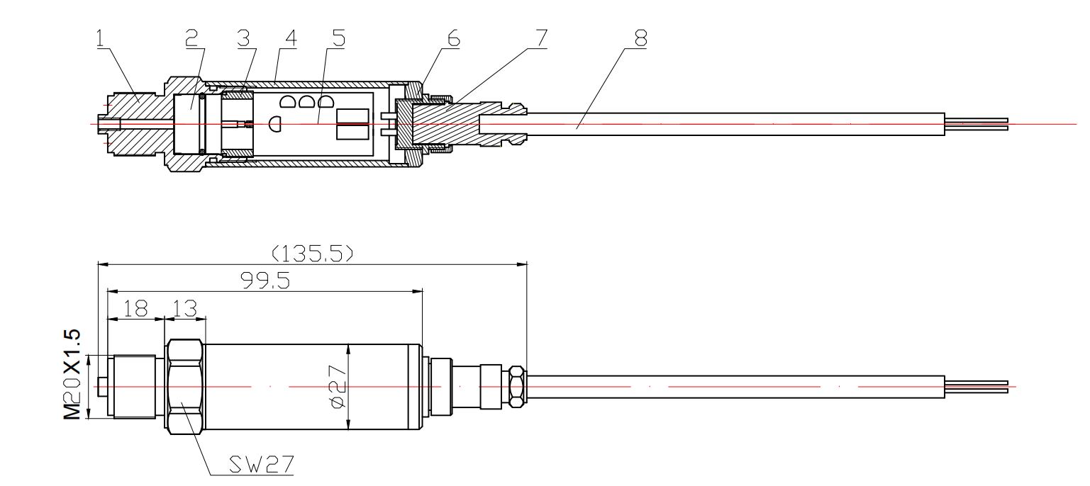 Precise Measurement Intelligent Pressure Transmitter With Aviation Connector 0~100bar FD80A