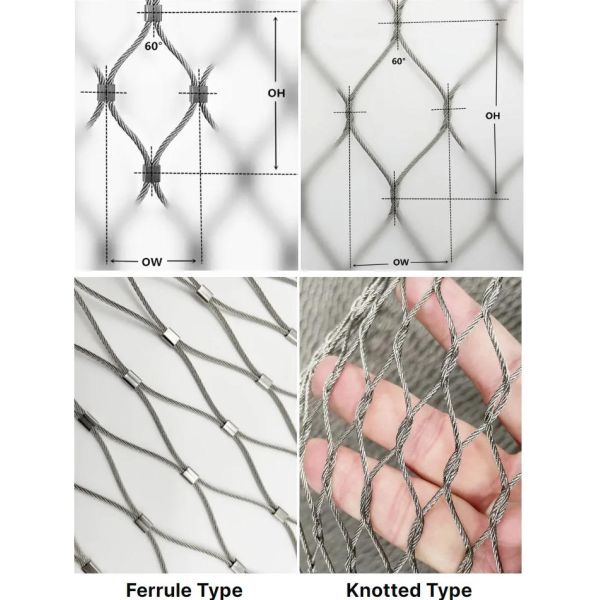 304 Stainless Steel Wire Flexible Cable Rope X-Type Infill Rope Mesh Balustrade Protective Net for Handrail