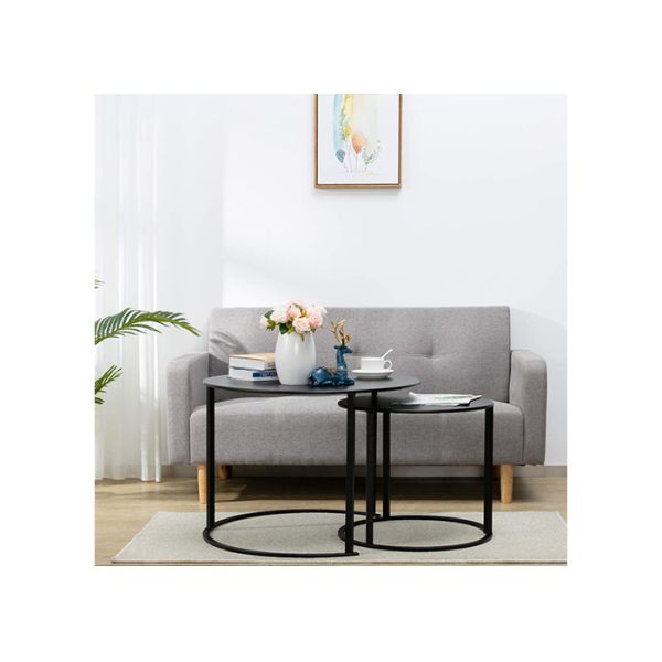 Metal Black 50cm High Modern Round Coffee Tables Furniture Iron