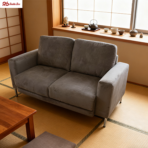 Minimalist Design Linen Fabric 2 Seater Cushion Sofa Apartment Furniture
