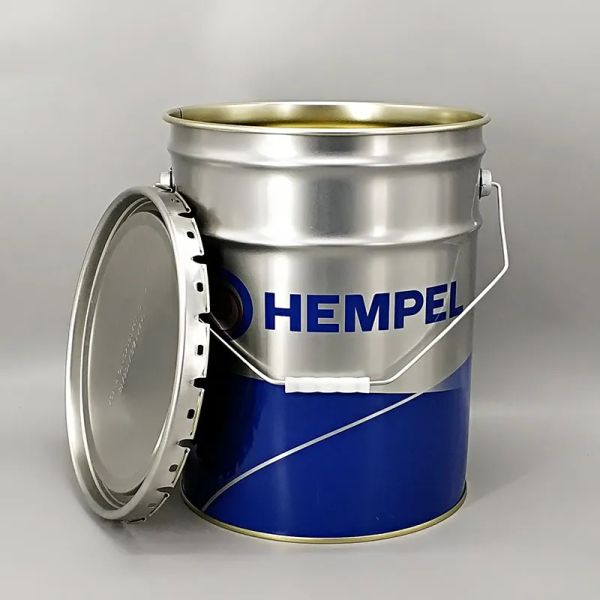 Customizable Interior Metal Industrial Metal Bucket With Handle And Lid For Chemical / Paint 0.38mm