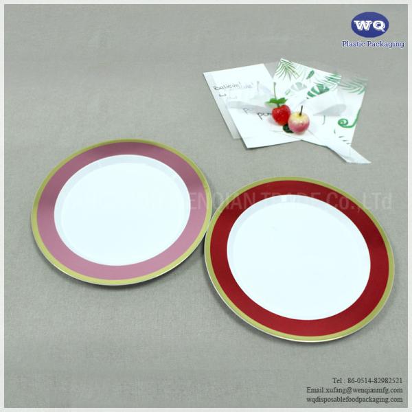Disposable 7.5 Inch 10Inch PS Plastic Dinner Plate,Golden Rim Plate,Plastic Dinner Plates,Durable Plastic Plates Seller