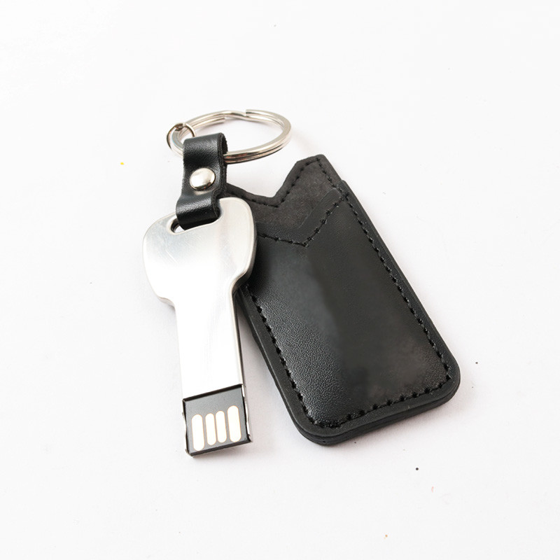 USB ключа металла 30MB/S вставляет 2,0 портативных 64GB 128GB с кожаной крышкой