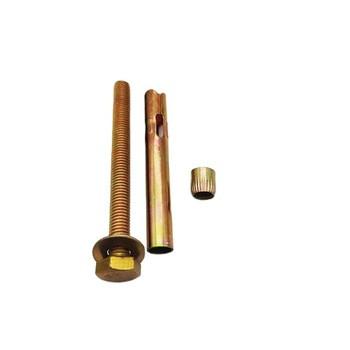 Custom Yellow zinc Plated Carbon Steel M10 Expansion Anchor hex Bolt with flat washer  For Concrete / Brick