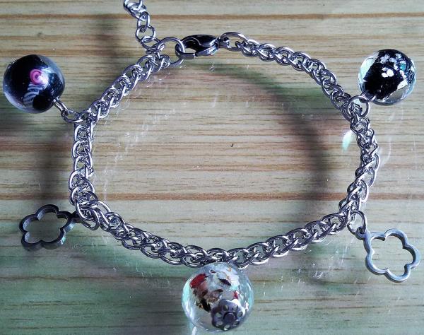 Stainless Steel Chain Linked Murano Pandora Glass Beads Charms Bracelets,12 Styles