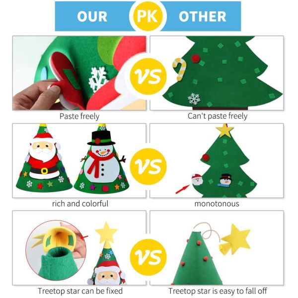 Kids New Year Gift EN71 Diy Felt Christmas Tree Ornaments