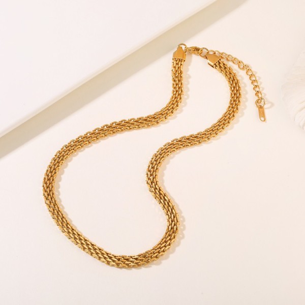 Wholesale Fashion New Products Unique Design Snake Skin Pattern Stainless Steel Necklace PVD 14K Jewelry Necklace