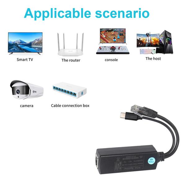 Divisor POE IEEE802.3af 12V 24V 48V Adaptador Power Over Ethernet