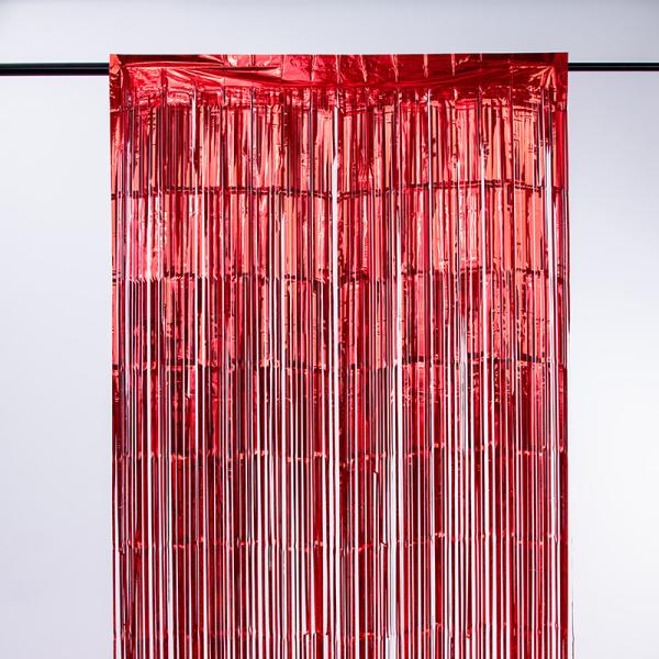 100cm 200cm Fringe Decor Laser Rain Curtain Red Iridescent Foil Curtain