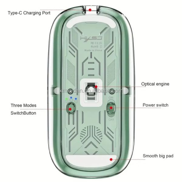 Programmable Wireless Gaming Mouse with RGB Backlight and Dual Mode Connectivity