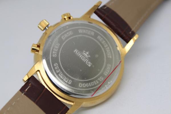 Stainless Steel Back Watch / Genuine Leather Watch With Power Reserve , Logo Custom