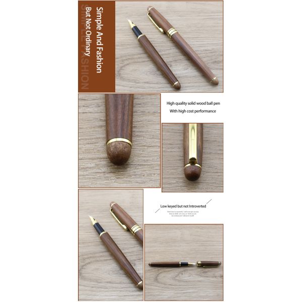 Lápiz de escritura de madera de nuez estilo retro clip de latón para oficina de negocios
