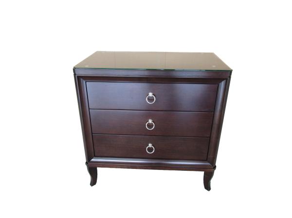 3 Drawer Walnut Finish Hotel Bedside Tables King Size Wooden Night Stand
