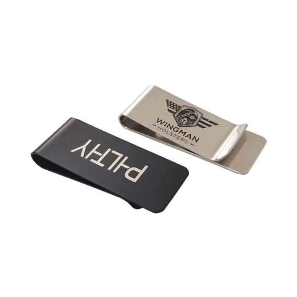 Custom Logo Luxury Personalized Engraving Stainless Steel Metal Money Clip Blank Badge For Business