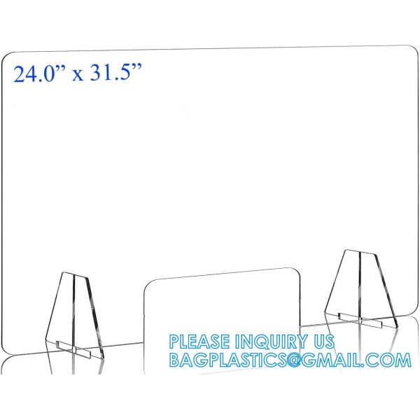 Portable Acrylic Sneeze Guard Shield Divider Perspex Screens Barrier Plastic Shield Counter, Social Distancing