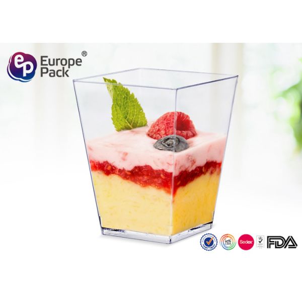 5 OZ Mini Square Plastic Dessert Cups Disposable Dessert Containers 160Ml
