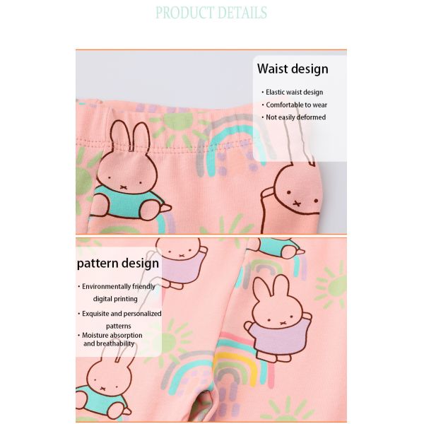 Pink Full Print Knitted Autumn Junior Girls' Pants Pants and Leggings