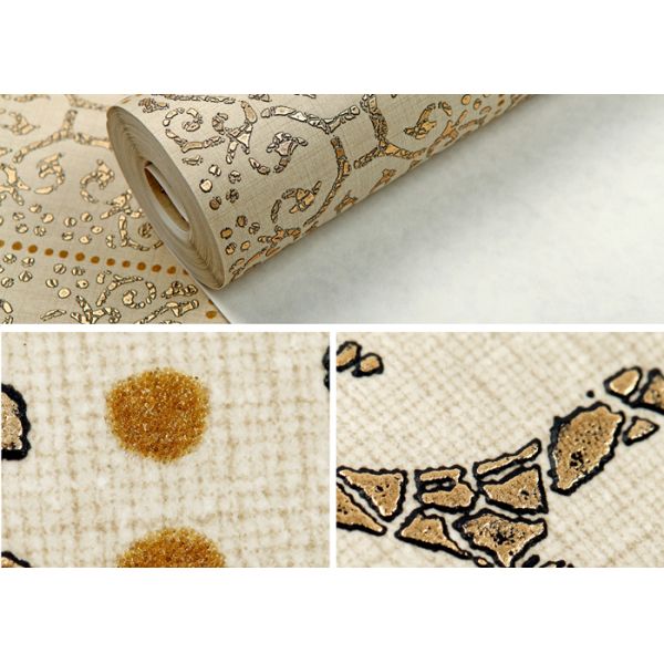 High Range Beige Bronzing Contemporary Bedroom Wallpaper Non Woven Wallcovering