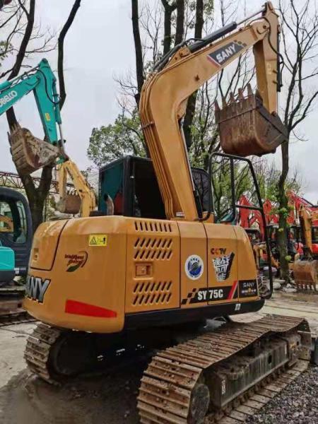 Yellow Sany SY75C Mini Crawler Excavator 3ton Isuzu Engine 0.16-0.38m Bucket Capacity