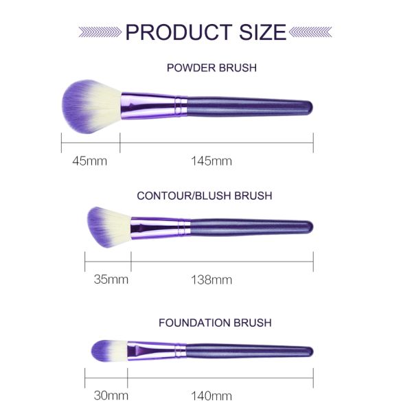 Exceptional Cosmetic Makeup Brush Set 8 Pieces Dreamy Purple