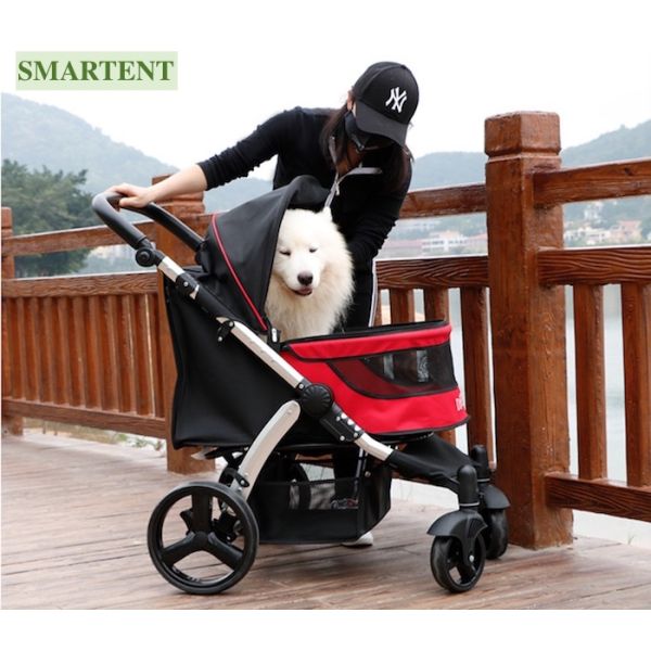 Fuentes lindas del animal doméstico de la carretilla del gris 600D Oxford de la tienda impermeable de aluminio del perro el 103x90x60cm