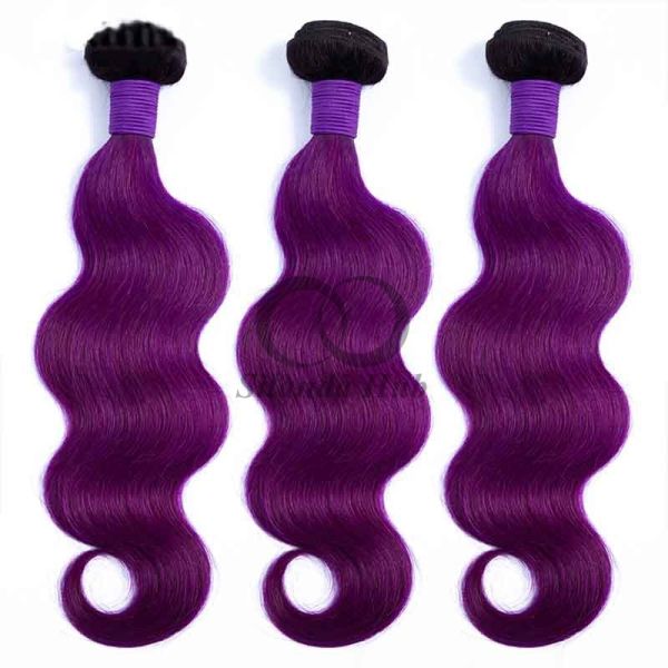 #T1B/Purple Body Wave Remy Human Hair Bundles Sew In Weave Bundles Brazilian Bundle Deals