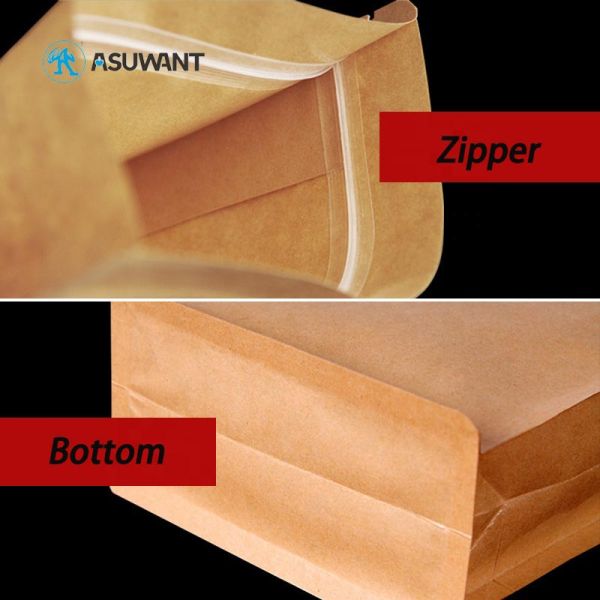 Snack Food Square Bottom Flexible Kraft Paper k Bag