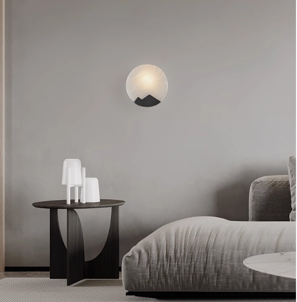 Modern wall lamp round glass bedroom bedside lamp designer light luxury lamp Nordic living room background wall lamp