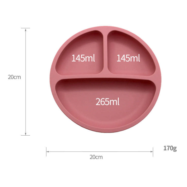 Silicone Feeding Set 3 Areas Food Grade Material Baby Bowl Plate with Suction Divided