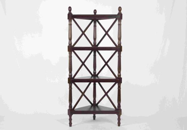 Walnut Soild Wooden Corner Shelf 4 Tiers , Multi Purpose Storage Rack Living Room