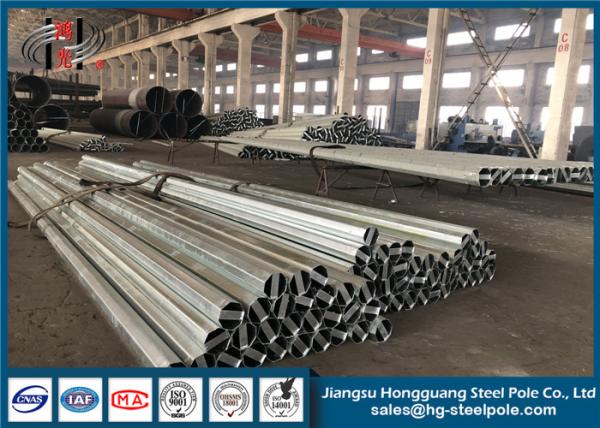 Hot Dip Galvanized Steel Electric Pole , OEM Power Distribution Poles