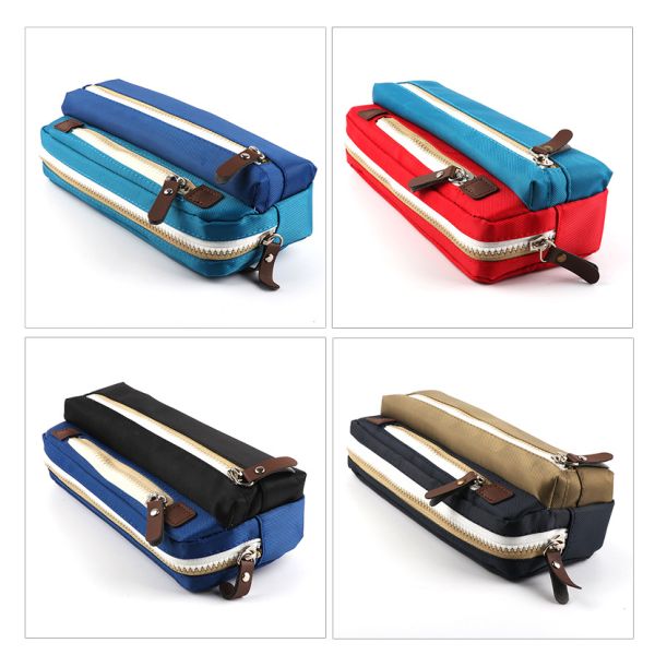Canvas Pencil Case School Pencil Bag For Students Simple Candy Color Large-capacity Pencil Cases Stationery Cosmetic Bag