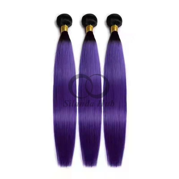 #T1B/Purple Straight Remy Human Hair Bundles Sew In Weave Bundles Brazilian Bundle Deals