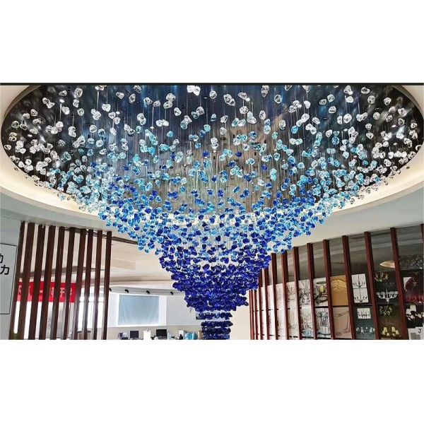 Modern Hotel Banquet Hall Chandelier Lighting Shopping Mall Modern Crystal Stone Chandelier