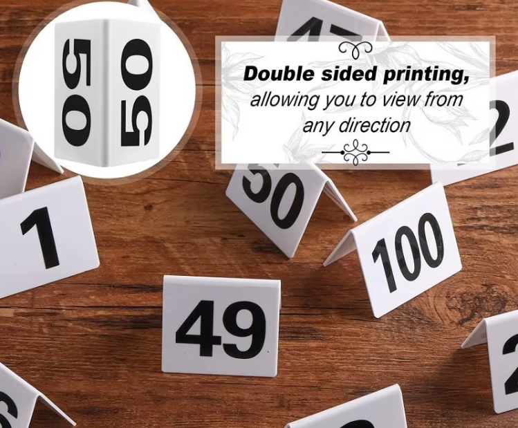 1-100 Custom Wedding Table Number Card Durable Waterproof Reversed Table Serial Sign