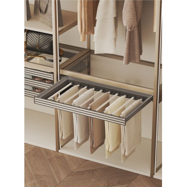 MJMPHD PR Series Sliding & Lift-Out Pant Rack, Alloy Lightweight Trouser Hanger for Wardrobe Pull-Out Basket, OEM/ODM Available