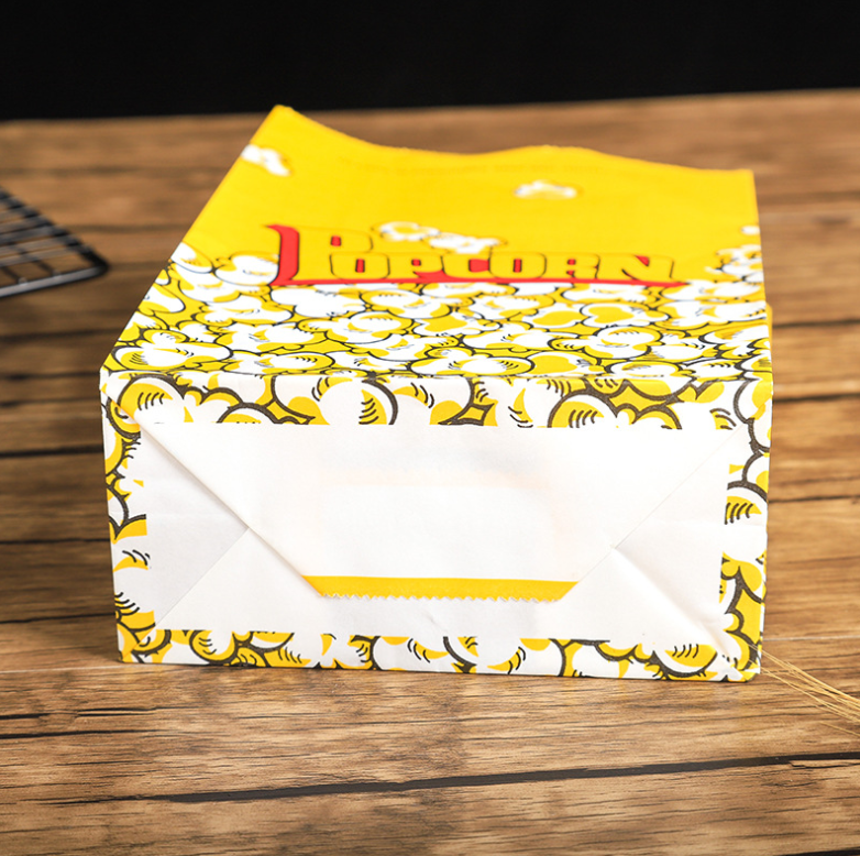 Food Grade Popcorn Recycled Paper Food Bags Eco Friendly Biodegradable Material