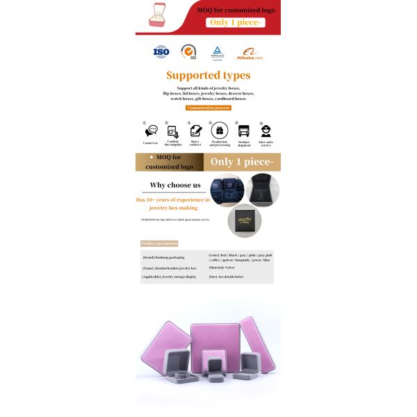 Custom Grade Velvet Jewelry Packaging Box for Necklace Stud Earrings Bracelet and Ring